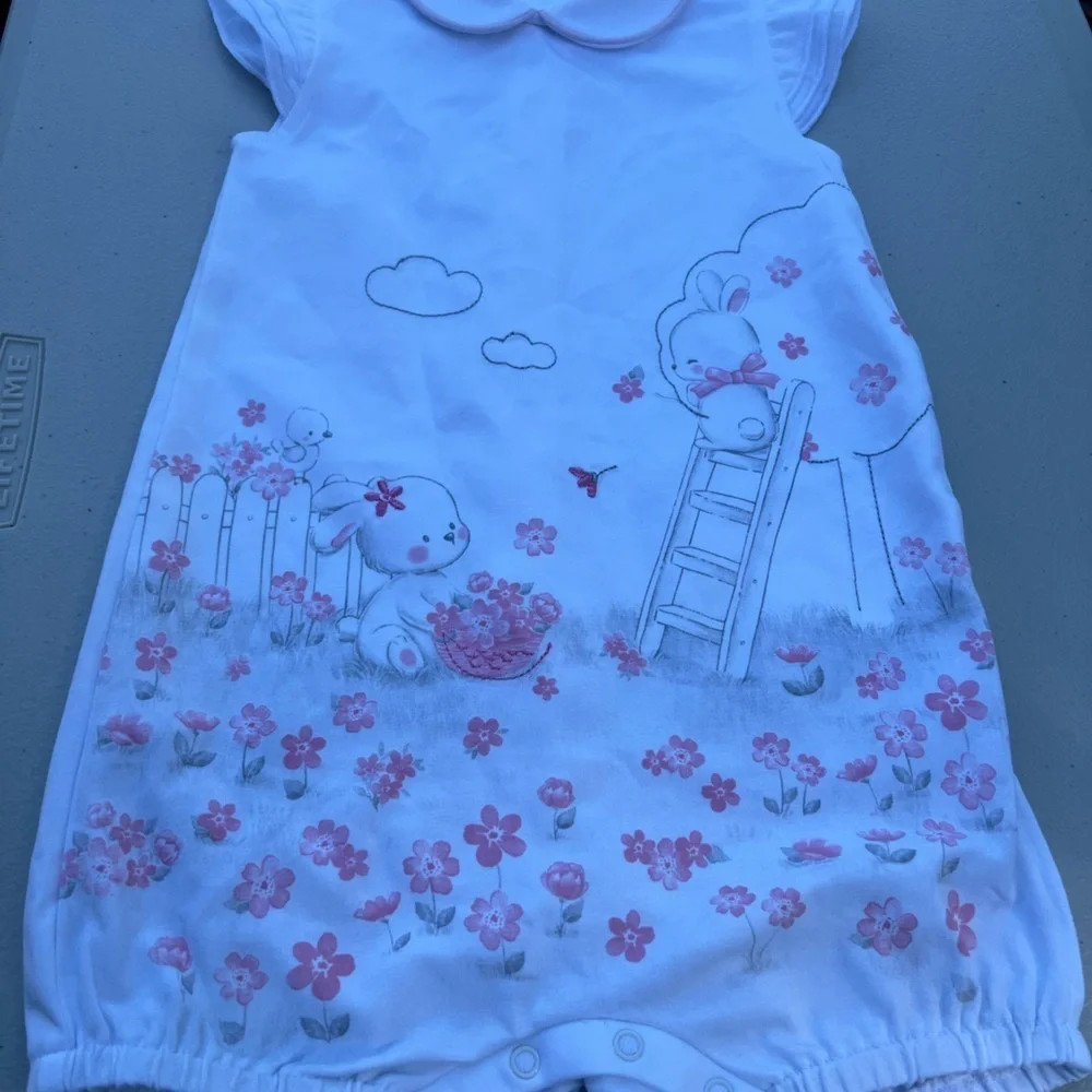 Mayoral Pink and White Nightgown Pajamas NWT Color White 12 Months Newborn Onsie